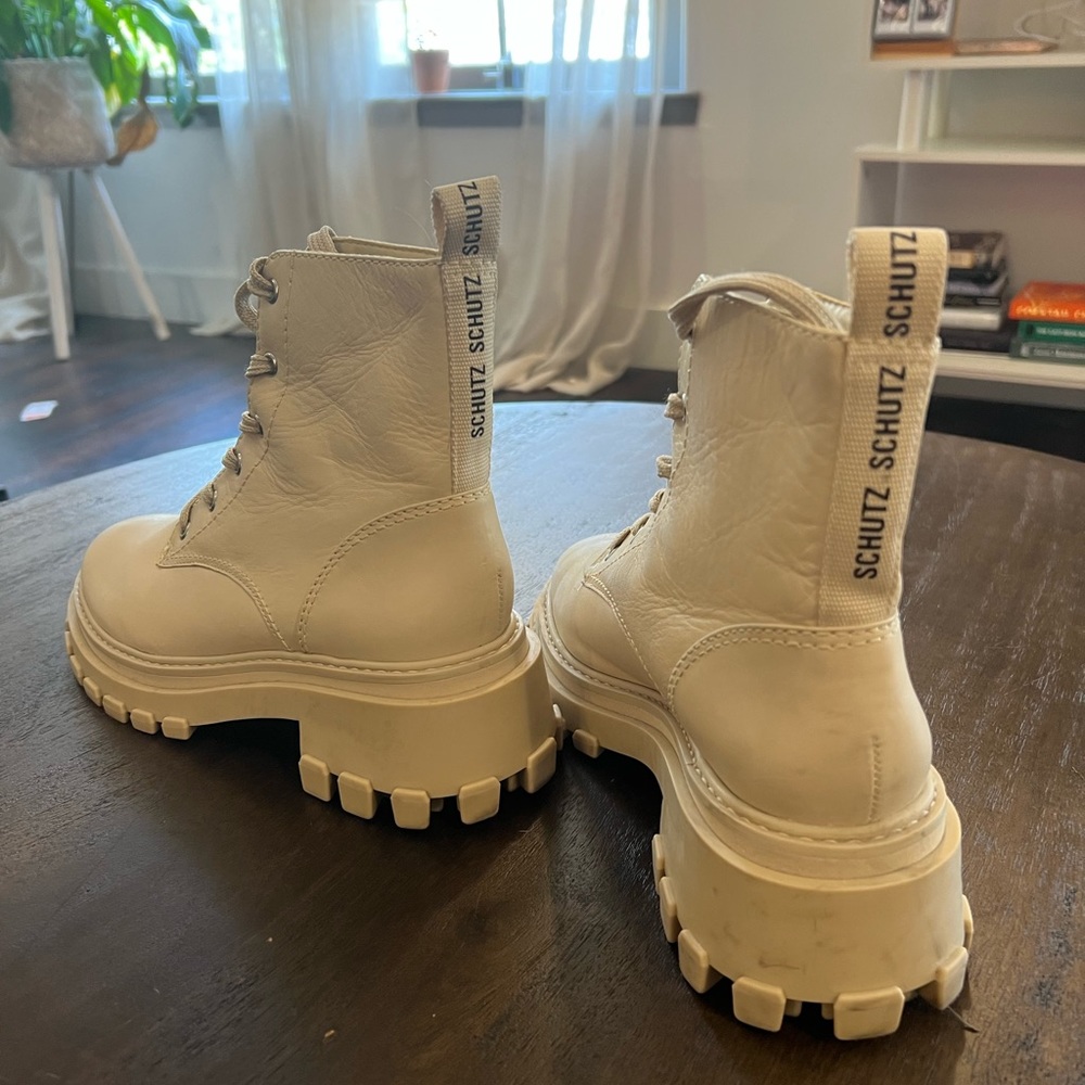 SCHUTZ Neutrals Leather Combat Boots